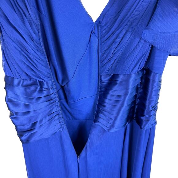 KM Collection By Milla Bell Royal Blue Flutter Sleeve Floor Length Dress Size 16 - Picture 7 of 10